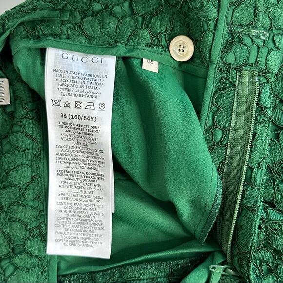 GUCCI Scalloped Green Lace Shorts Size 38 - Picture 11 of 12